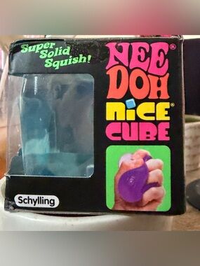 Nee Doh Nice Cube Kids Toy - Blue Squish Stress Relief NWB